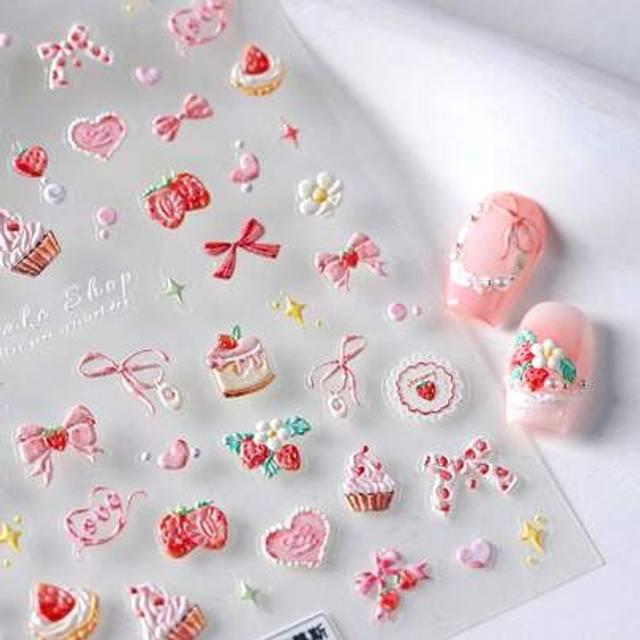 SHEIN Valentines Nails 1pc Heart Shape, Bow Nail Charm Sticker DIY Art Y2K Style Valentine&#39;s Day Nail Art Decoration Ornaments 5D