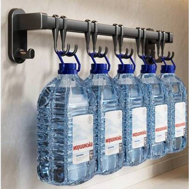 SHEIN Kitchen Utensil Hanger, Wall Mount Kitchen Utensil Rack, Pan And Pot Hangers Organization And Storage Holder Set, With Noiseless Sliding Hooks, Color