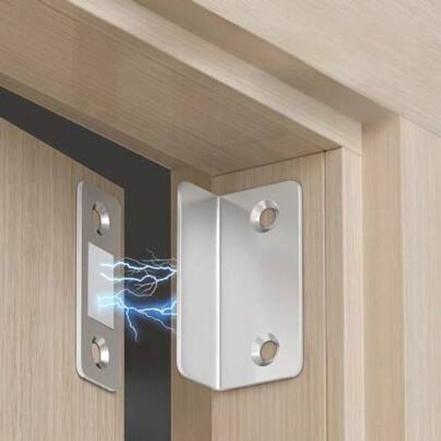 SHEIN [2pcs Strong Magnetic Latch] Alloy Magnetic Door Catch Latch - Invisible Strong Adhesion, No-Drill Mount, Seamless Release - Ideal For Cabinets, Wardr