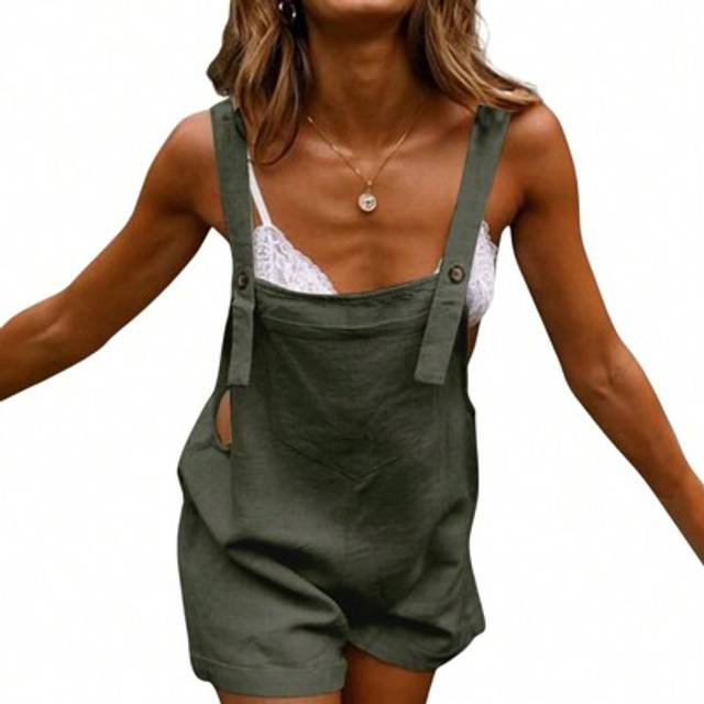 SHEIN Women&#39;s Casual Jumpsuit Shorts Sleeveless Baggy Romper Wide Leg Bib Pants Overall Shorts Shortalls