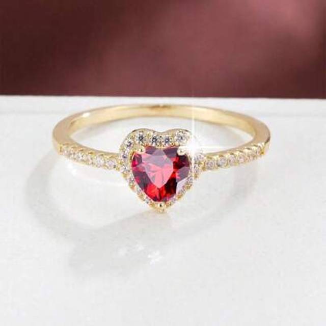 SHEIN 1PC Sparkling December Birthstone Stackable Heart Zirconia Rings For Women 925 Sterling Silver Retro Party Birthday Ring Fashion Fine Jewelry Birthday