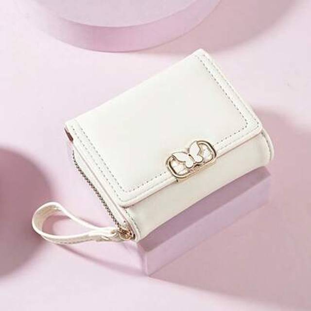 SHEIN Women&#39;s Short Zipper Trifold Wallet Butterfly Metal Decor Fashion New Multiple Card Slots Handbag Women Change Purse Wallet Purse Wallet Mini Wallet S