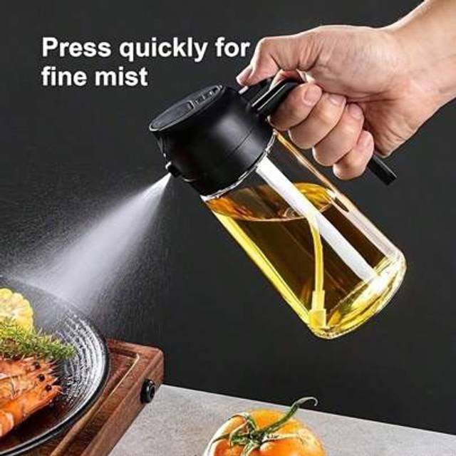 SHEIN 1pc Plastic Oil Spray Bottle, Kitchen Oil Dispenser Bottle, 2-In-1 Olive Oil Spray Dispenser And Oil Dispenser, Cooking Oil Sprayer For Kitchen, BBQ,