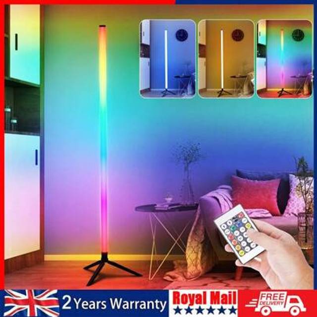 SHEIN Smart LED Floor Lamp, RGB Corner Floor Lamp, DIY, Modern Standing Lamp, Color Changing Mood Lighting For Living Room, Bedroom