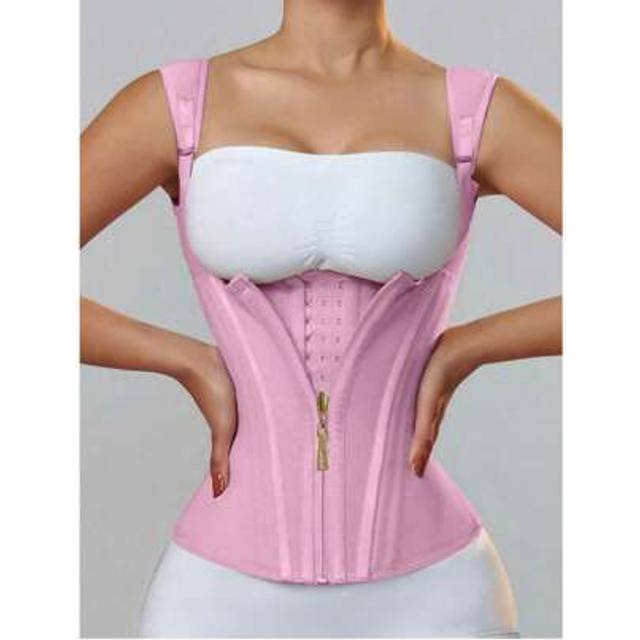 SHEIN 1PC Women&#39;s Black Latex Corset , Shaping Top,Tummy Control ,Firm Waist , Body Shaper, Colombian Waist Belt , Suitable For Daily Yoga And Body Shaping,