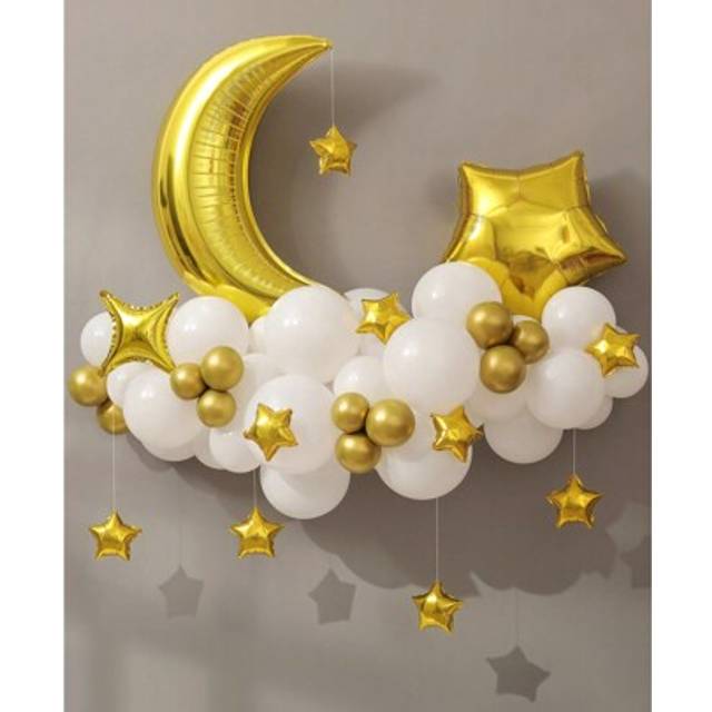 SHEIN 61pcs Moon, Star & Cloud Balloon Garland Party Decorations Set