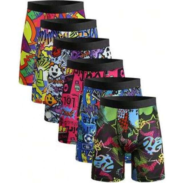 SHEIN 3pcs/Pack Random Digital Print Long Boxer Briefs For Men