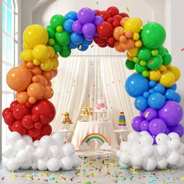 SHEIN 142pcs/50pcs Rainbow Balloon Arch/Garland Kit For Rainbow Party Decorations, Birthday Party, Graduation Season, Mother&#39;s Day, Carnival Party