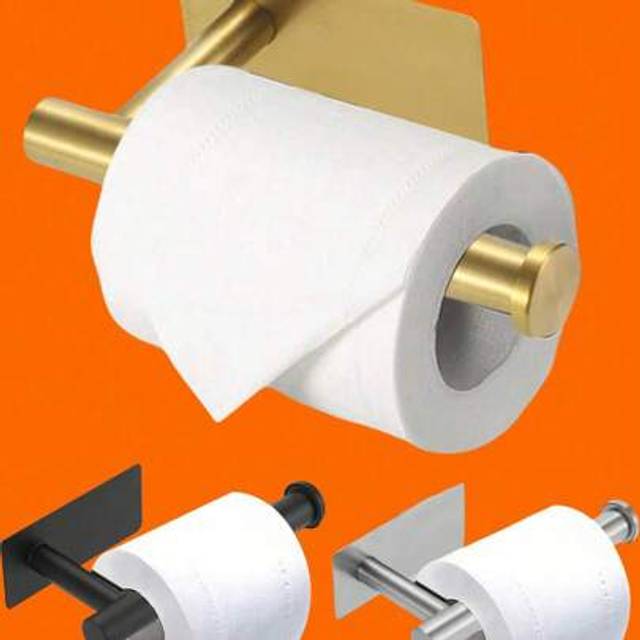 SHEIN 1pc Gold Toilet Paper Holder Bathroom Tissue Storage Rack Stainless Steel Paper Towel Hanger