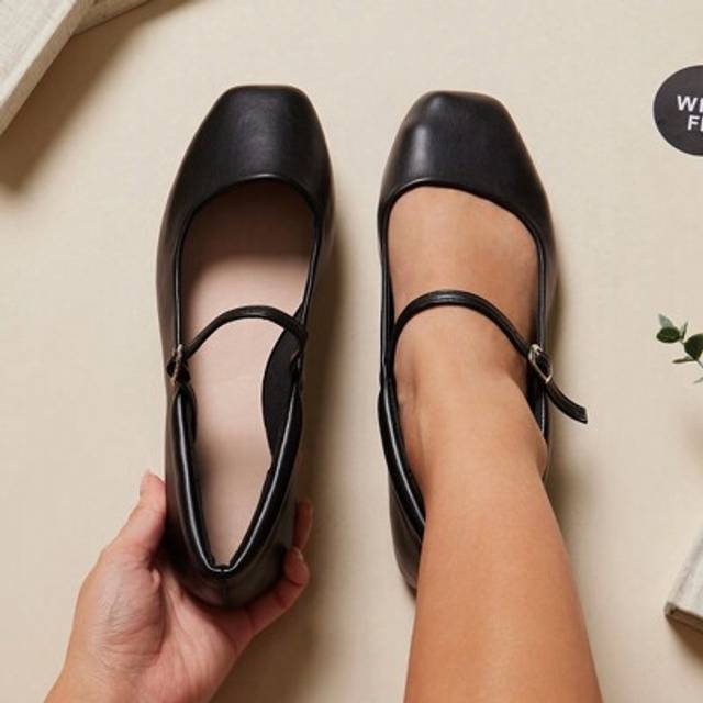 SHEIN Women&#39;s Wide Fit Elegant Faux Leather Square Toe Mary Jane Flats Square Toe Mary Jane Flats Mother&#39;s Day Present