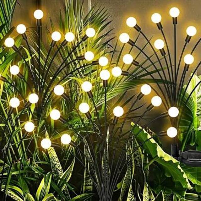 SHEIN 10 LED Solar Powered Garden Lights - Energy Efficient, Touch Sensitive Landscape Lights, Polished Nickel Finish, IPX4 Waterproof, Easy Pole Mount For