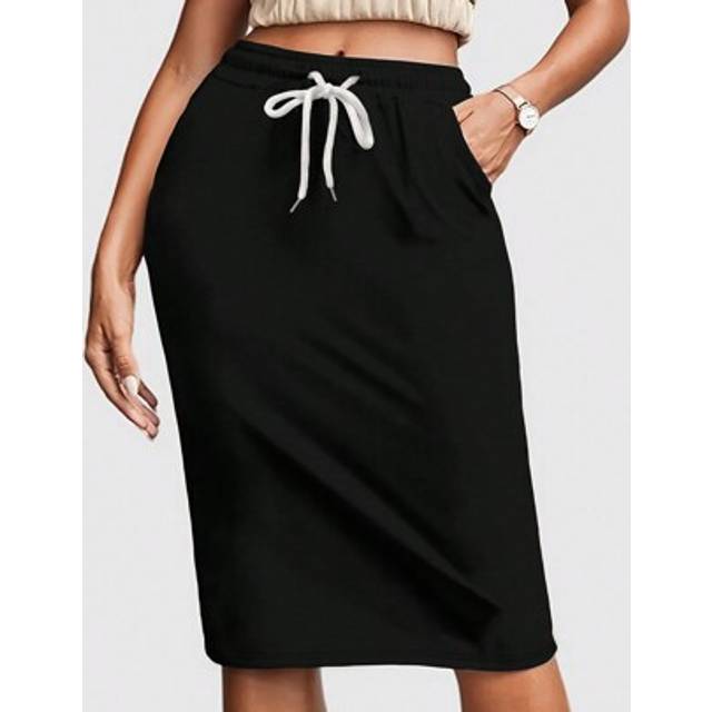 INAWLY Women&#39;s Casual Solid Color Drawstring Waist Bodycon Skirt, Summer