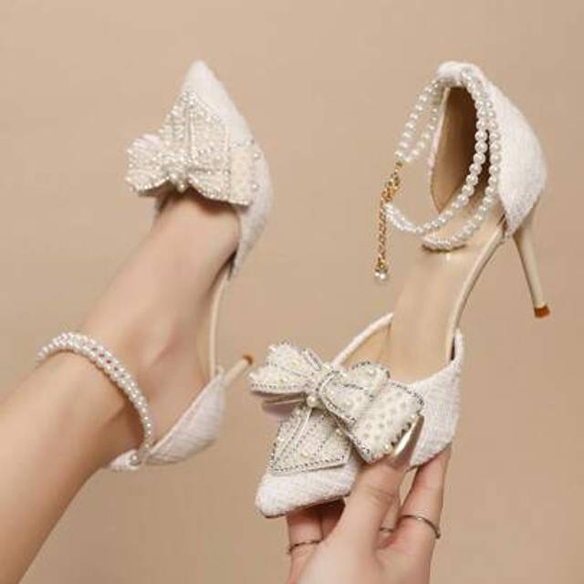 SHEIN Pointed Toe Transparent Stilettos With Rhinestones, Butterfly Decor Ankle Strap French Style Sandals, Spring Summer 2025 New Arrivals