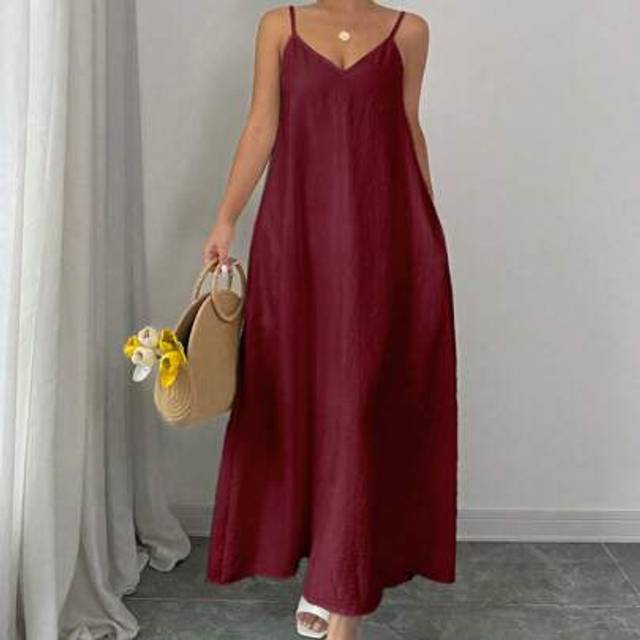 Calvaya Adjustable Strap Loose White Long Cami Dress For Women Maxi Women Outfit