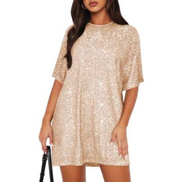 SHEIN New Summer European And American Style Women&#39;s Round Neck Party Versatile Sequin Evening Dress