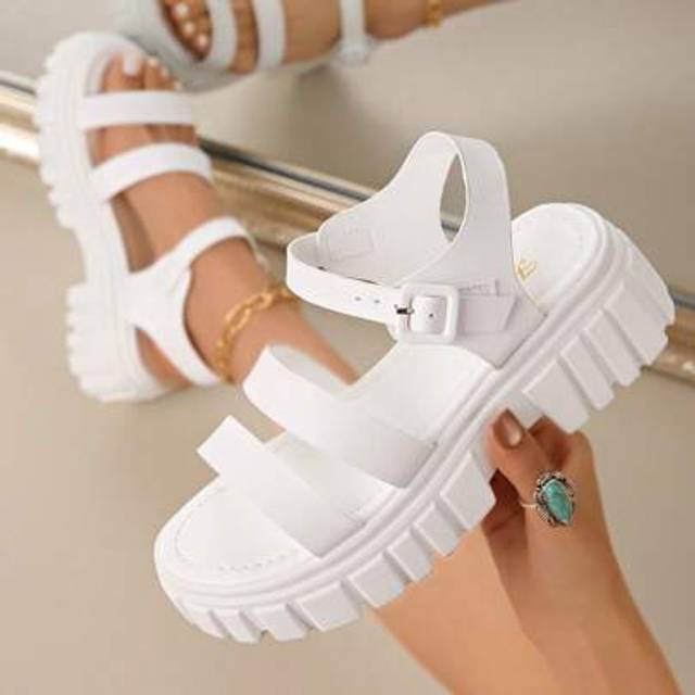 SHEIN Women Summer Fashionable Versatile Casual Holiday Beach Thick-Soled Wedge Heel Sandals