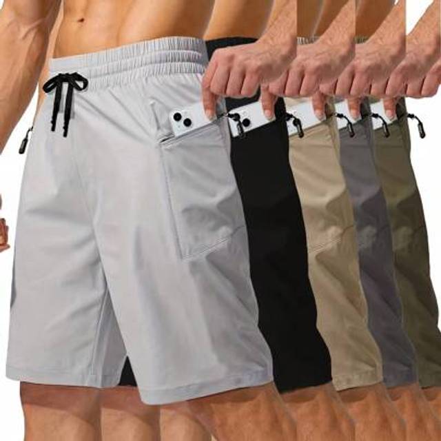 SHEIN Men&#39;s Zip Pocket Sports Shorts, 5-Inch Inseam, Beach And Outdoor Use, Summer