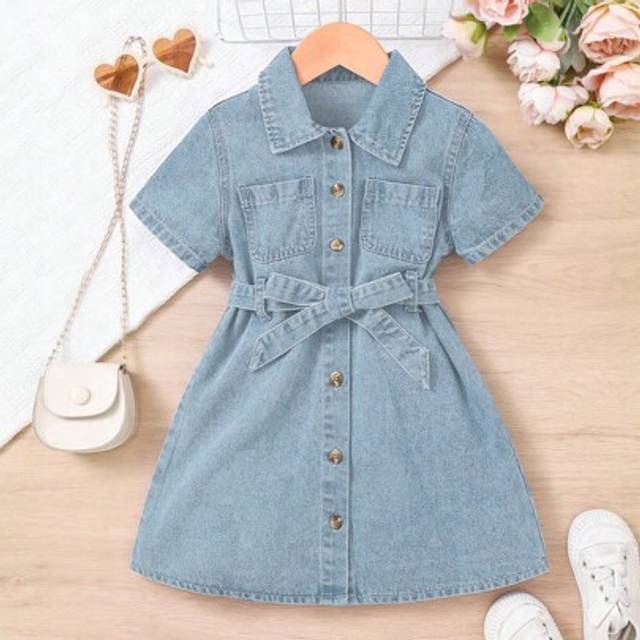 SHEIN Girls Casual Soft Denim Sleeveless Dress, Fashionable Washed Comfortable & Versatile, Lightweight Summer
