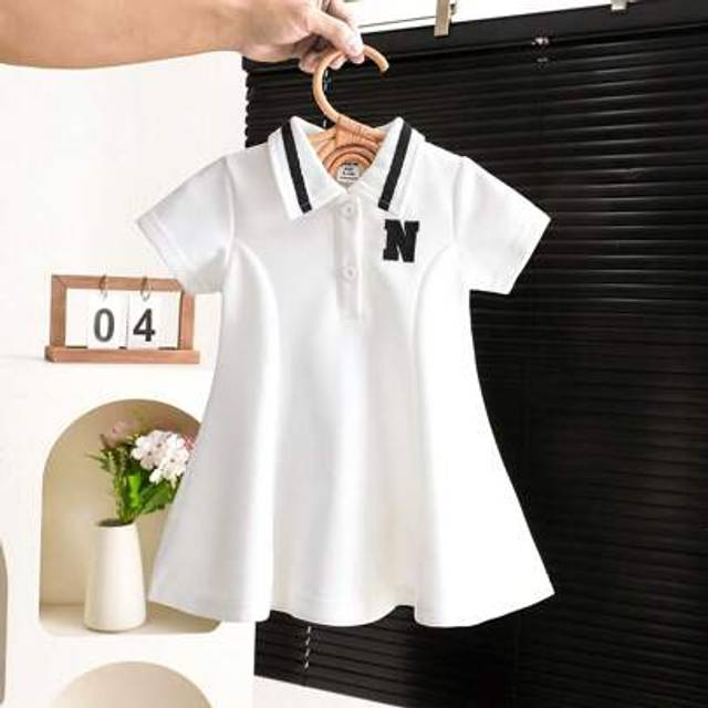 Souflis Baby/Baby Girl Spring/Summer Casual Polo Collar Mesh Air Layer Tennis Dress, Everyday & Outdoor Wear