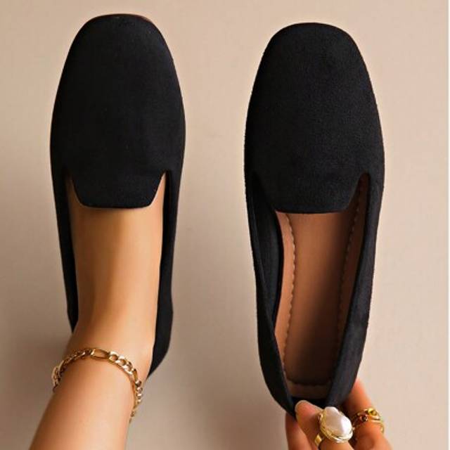 SHEIN Women Slip-On Flats, Fashion Versatile Comfortable Square Toe Loafers For Women, Spring & Autumn