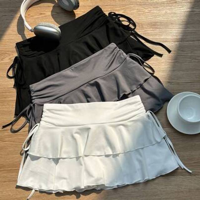 SHEIN 3pcs Set Women&#39;s Casual Minimalist Ruched Waist A-Line Skirt,Concert Women,Cruise Women,Club Women Sexy