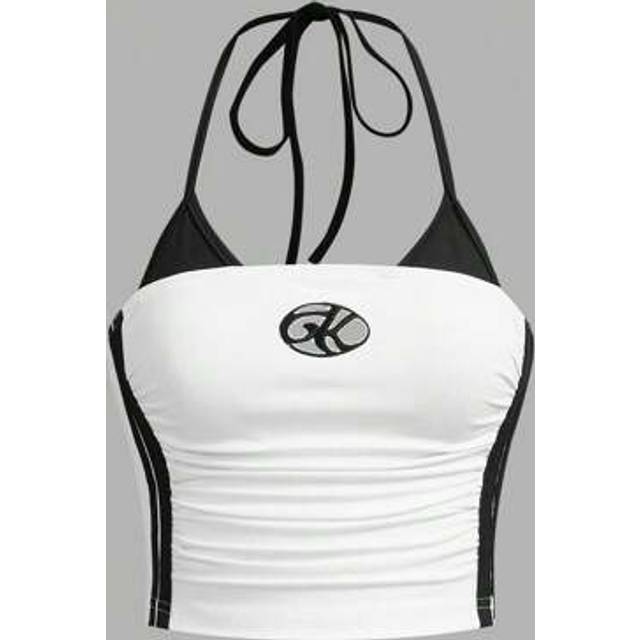 SHEIN Women Y2k Going Out Casual Gym Women Clothes Contrast Color Tie-Back Neck Sleeveless Tank Top,Sporty Style Everyday Wear
