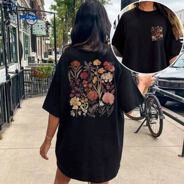 DrmWander Plus Size Women Plus Size Floral Print Short Sleeve T-Shirt, Summer