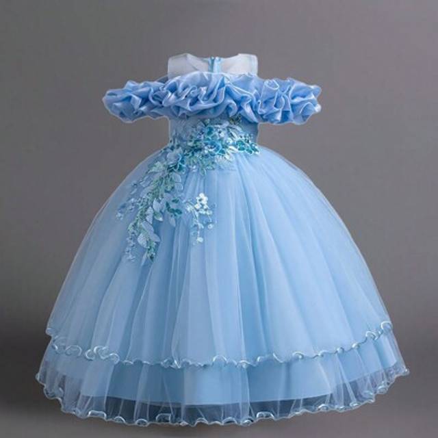 SHEIN Tween Girls Sequin Faux Pearl Applique Tulle Puff Party Princess Dress, Suitable For Birthday Celebration And Performance, Faux Pearl Decorations Rand