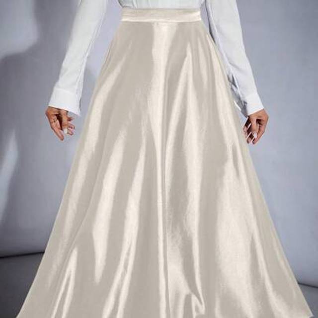 SHEIN High Waisted Solid Color Flare Party Women&#39;s Oversized Hem Skirt Business Casual Woman