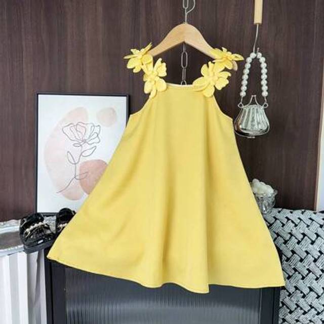 SHEIN YoungÂGirls Cute Woven Fabric Plain Cami Dress For Summer