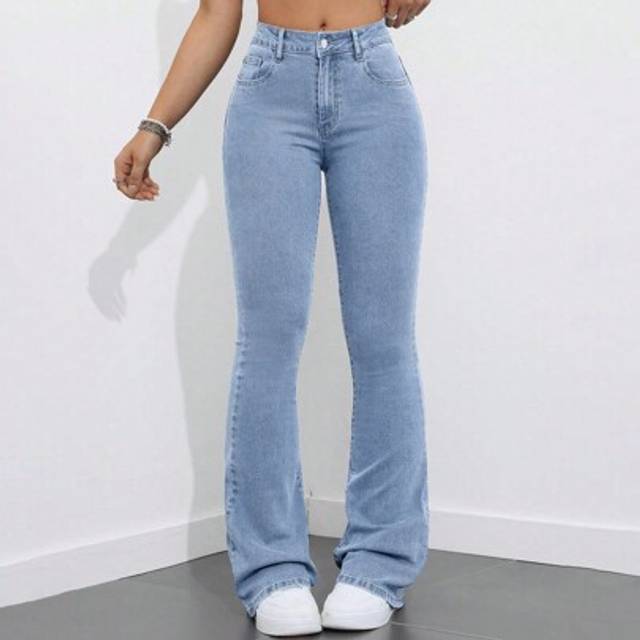 SHEIN Casual Distressed Slim Fit Flare Leg Jeans