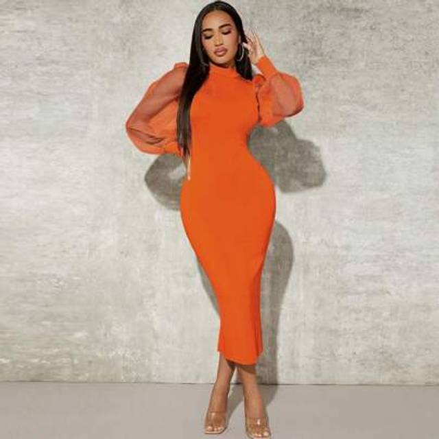 Radiana Prom Dress;Wedding Guest Dress Women / Bridal Shower Dress White Mesh Contrast Knitted Bodycon Dress