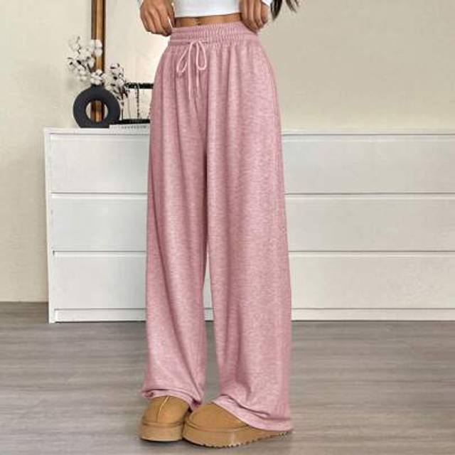 SHEIN Plus Size Casual Solid Color Drawstring Waist Long Pants