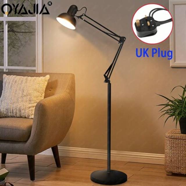 SHEIN Floor Lamp, Industrial Floor Lamps Corner Lamp Rustic Farmhouse Standing Lamp, Adjustable Metal Heads Indoor Task Lighting Reading Floor Lamps For Liv
