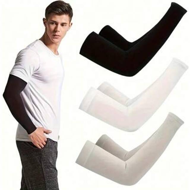 SHEIN 1Pair Unisex Cooling Arm Sleeves, UV Protection SPF 50+, Stretchable High Elastic Arm Sleeves For Golf, Cycling, Running, And Driving