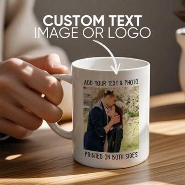 SHEIN 1pc Custom Photo Coffee Mug, 11oz Personalized Mug Picture, Text, Name - Gifts For Mom, Dad, Boyfriend, Girlfriend, Best Friend, Thanksgiving Day, Chr