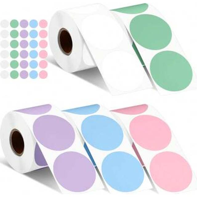 SHEIN 2 Inch Circle Thermal Sticker Labels Self Adhesive Round Direct Thermal Labels Multipurpose Printer Stickers 600Labels Per Roll For DIY Logo Design, Q