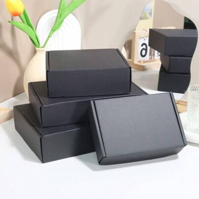 SHEIN 5pcs Black Shipping Boxes, Packaging Materials, Carton Boxes, Corrugated Cardboard Boxes, Postal Paper Boxes, Gift Boxes, Corrugated Paper Boxes, Expr