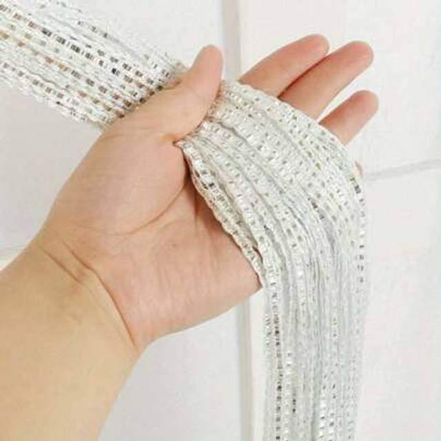 SHEIN Bead String Curtains Hanging Beaded Curtain 100 X 200cm Door Fly Screen Curtain Beaded Bedroom Curtain Window Room Divider For Home And Wedding Curtai