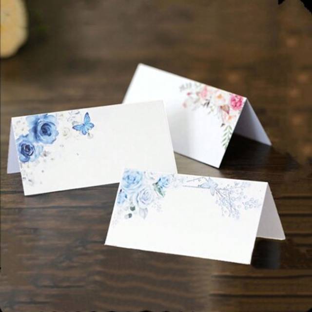SHEIN 25pcs Rose Flower Butterfly Place Cards, Handwritten Table Name Cards For Wedding Engagement Birthday Party Festival Invitation Card Decoration