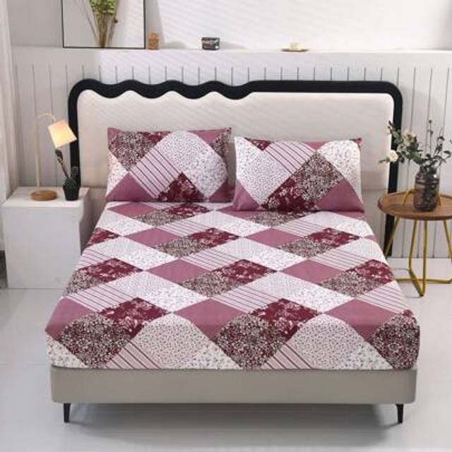 SHEIN 3pcs Floral Printed Washed Bedding Set[1 Fitted Sheet + 2 Pillowcases],No Comforter. [Random Pillowcase Color]. Without Filling. Soft & Comfortable. S