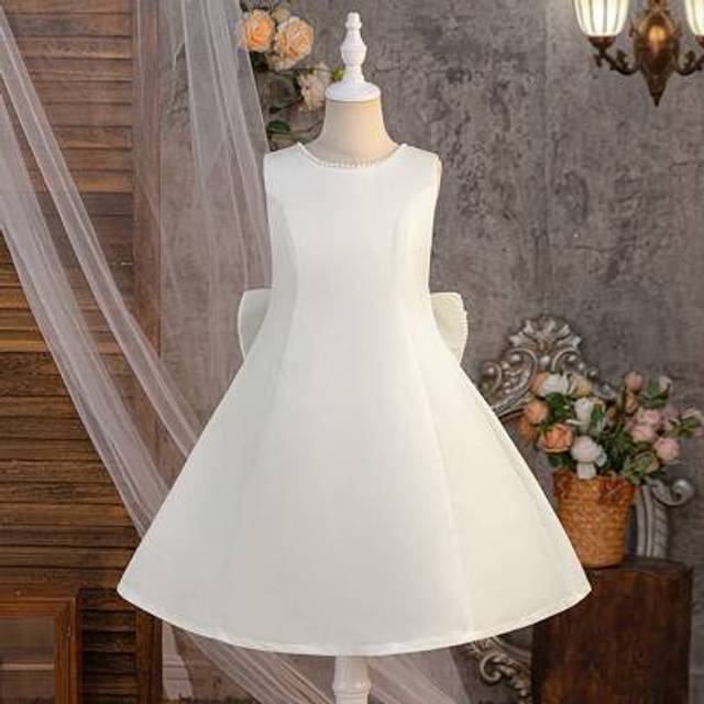 SHEIN Tween Girls Open Back Bow Design Party Dance Prom Beaded Elegant Birthday Wedding Banquet Dress, Fashion Princess Tween Girl Dress