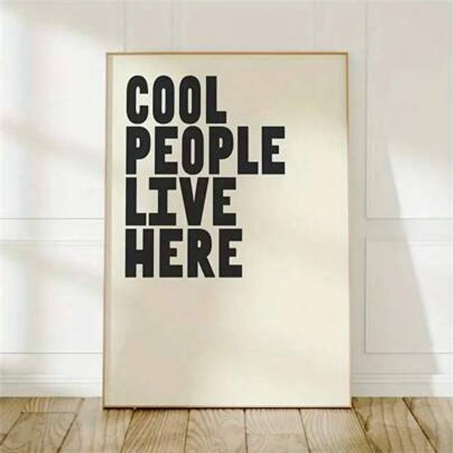 SHEIN 1pc Simple Canvas Printed Poster - &#34;Cool People Live Here&#34; Quotes - Frameless Modern Wall Art Suitable For Living Rooms, Offices, Bedrooms, Corridors