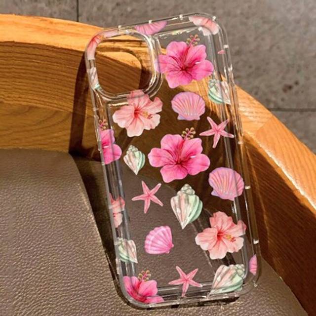 SHEIN Summer Ocean Flower Starfish Print Clear Case Compatible With Apple IPhone 16/11/12/13/14/15/15pro/15 Plus/15 Promax/7plus/8plus/X/Xs Max/Xr/11pro/12p
