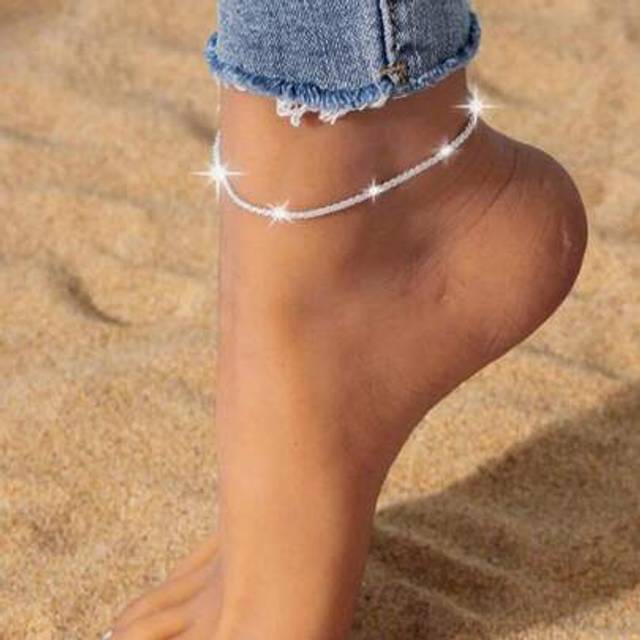 SHEIN 1pc Sparkling Beach Anklet, Fashion Women Jewelry Foot Accessory [No Box Packaging]