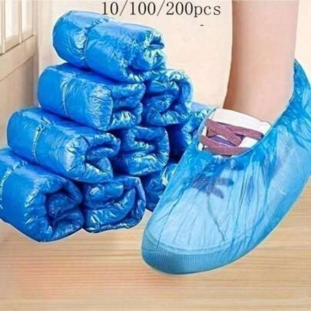 SHEIN 10/100 Pieces Blue/Pink Outdoor Plastic Rain Shoe Covers. Plastic Waterproof Shoe Covers For Rainy Days. Waterproof And Dustproof Disposable Anti-Slip