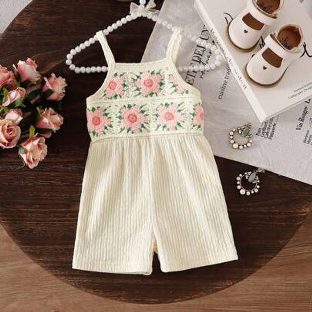 SHEIN 2025 Summer New Baby Girl Casual Vacation Style Strap Romper