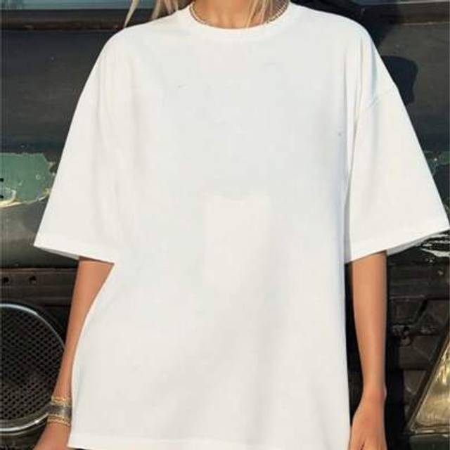 SHEIN Women&#39;s Round Neck Short Sleeve Oversize Fit Long Length T-Shirt For Spring/Summer,Casual/Simple/Elegant/Sexy/Street/Y2K Style,For Outfit/Office/Home/