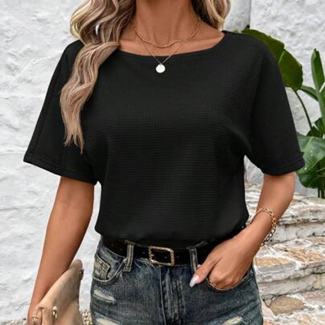 SHEIN Waffle Texture Round Neck Sleeveless Casual Holiday Elegant Bodysuit For Women
