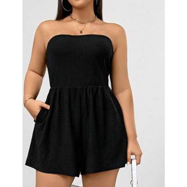 SHEIN Plus-Size Women&#39;s Casual Romper, Holiday Dress, Black Shorts Romper,Flowy Pants Going Out Outfits,Overalls Women Summer Outfits For Women